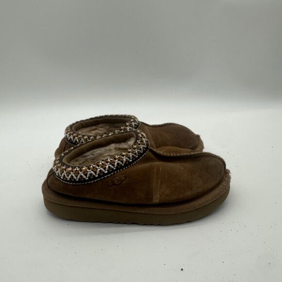 Kids Youth Size 9 UGG Tasman II Slipper Chestnut Suede Slip On Clogs Unisex - Picture 1 of 9